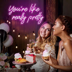 You're Like Really Pretty Neon Sign, Pink Neon Sign for Wall Decor | You're Like Really Pretty Sign for Girls Bedroom, Party, Salon - Best Gifts for Birthday, Christmas