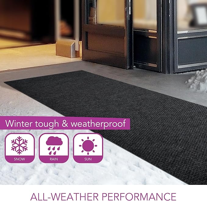 iCustomRug Hallway Runner Rug – 4x10ft Black, Indoor/Outdoor, Non-Slip Rubber Backing, Low-Profile All-Weather Carpet, Non-Shedding & Easy Care, Entryway Mat Ideal for High Traffic Areas