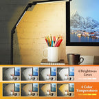 LED Desk Lamp for Home Office,Creative Touch Reading Light, with Memory Dual Light and Adjustable Swing Arm,15W 4 CCT Eye-Care Modes & 4 Brightness Levels Table Lamp with USB Charging Ports-Black