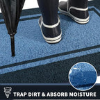PURRUGS Dirt Trapping Door Mat 32" x 48", Non-Slip/Skid Machine Washable Entryway Rug, Shoes Scraper, Area Rug, Super Absorbent Welcome Mat for Muddy Wet Shoes and Paws, Light Blue & Navy
