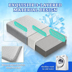 HARBOREST Cooling Cube Pillow - Side Sleeper Pillow for Neck and Shoulder Pain, Memory Foam Pillow Cube Pro with Adjustable Firmness,24"x12"x6", Grey