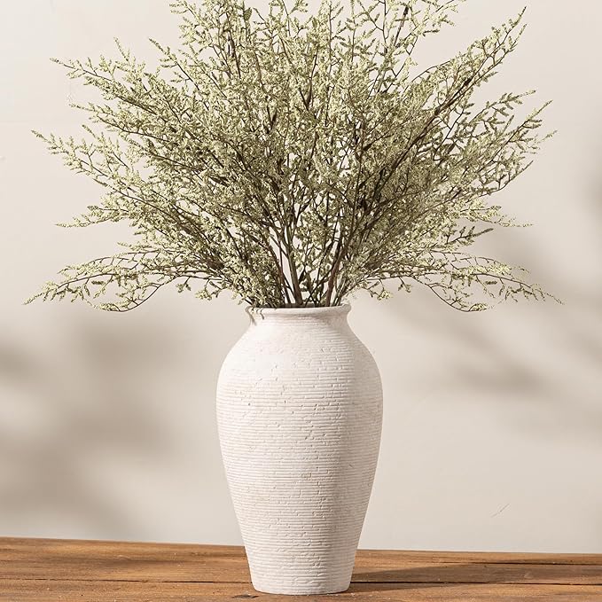 Ceramic Flower Vase Home Decor - Large Tall Farmhouse Table Vases Rustic Vintage Living Room Kitchen Bedroom Decorations for House Book Shelf Office Coffee Desk Dining Fireplace (11" Rustic)