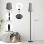 SUNMORY Floor Lamps for Living Room/Bedroom/Office, Standing Lamp with Remote Control, Dimmable Tall Lamp, Suitable for Modern/Boho/Farmhouse and Other Home Decor Styles, Black+Gray Lampshade