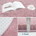 Fluffy Round Area Rugs for Bedroom,Blush 4'X4'Shag Circle Area Rugs for Living Room,Non Slip Fuzzy Plush Rug for Kids Room Boys Girls Room and Dorm