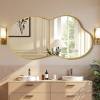 Suidia Irregular Wall Mirror, 40"x26" Bathroom Mirror Asymmetrical Mirrors Artistic Mirrors Decorative for Living Room Bedroom Bathroom Hallway Entryway, Gold, Cloud Style