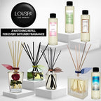 LOVSPA Reed Diffuser Set, Coconut Cabana Scented Oil Diffuser with Sticks, Home Fragrance Accessories for Bathroom Shelf Decor, Aroma Diffusers for Home or Office Desk, USA Made