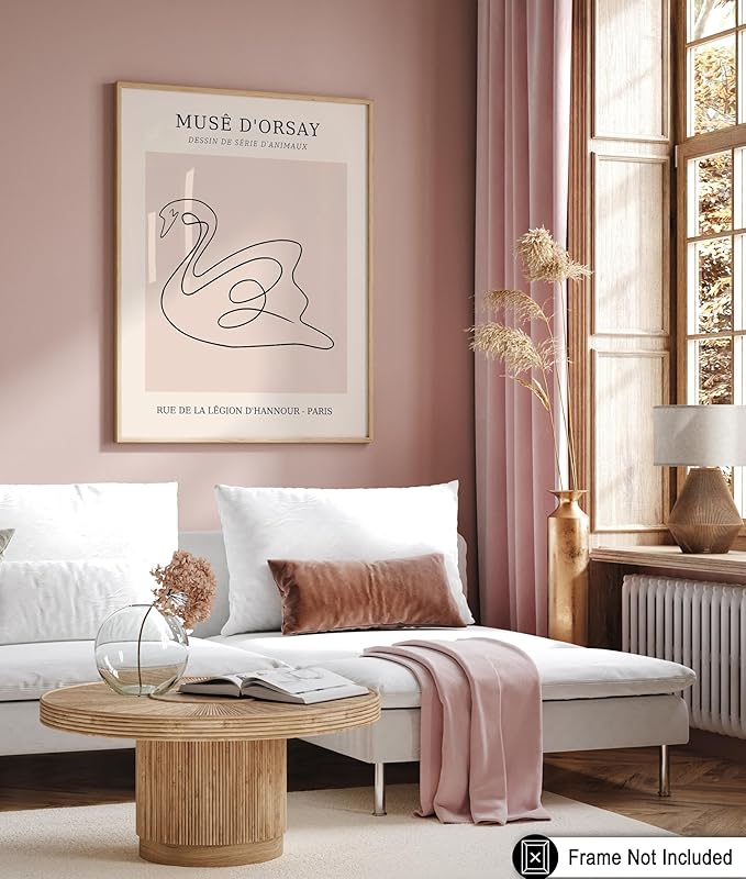 Poster Master Vintage Poster - Retro One Line Swan Drawing Print - Swan Art - Bird Art - Minimal Gift for Her, Animal Lover - Abstract Decor for Home, Office, Bedroom - 16x20 UNFRAMED Wall Art