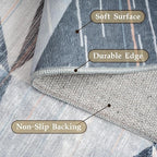 HOMFINE Washable Modern Area Rug - Geometric Style 8x10 Rugs for Living Room, Bedroom, Machine Washable Rug Soft Non Slip Non Shedding Area Rug - Blue, 8'x10'