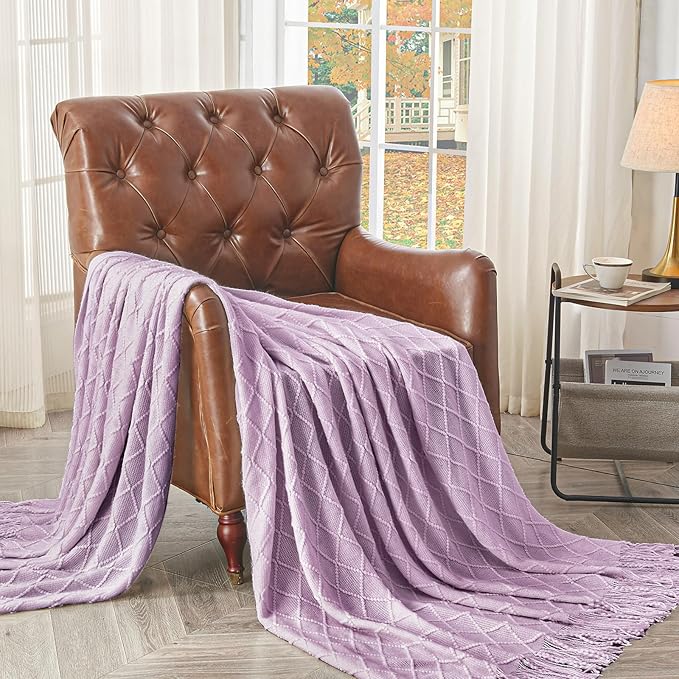 inhand Knitted Throw Blanket for Couch and Bed, Soft Living Room Home Decor Knitted Blanket with Tassel, Outdoor Lightweight Breathable Summer Blanket, Farmhouse Warm Woven Decorative, 50"x60"