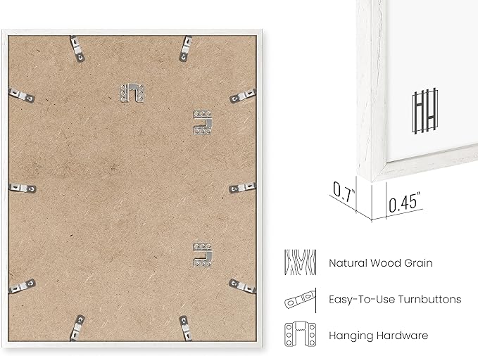 HAUS AND HUES Set of 6 - White Picture Frames Poster Frames for Wall, Wood Frame 16x20 White Frames Gallery Wall, Large Picture Frames (White Oak Frame), 16x20 in