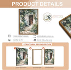 Floating Framed Canvas Vintage Wall Art, Rustic Cottage Spring Garden Oil Paintings Print, Country Floral Pictures Wall Decor for Living Room Bedroom Office Home Decor 16x24 inch