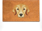 PLUS Haven Coco Coir Door Mat with Heavy Duty Backing, Natural Welcome Bull Dog Doormat, 17.5”x 30” for Entrance, Front Porch, Easy to Clean Entry Mat, Outdoor and Indoor Uses