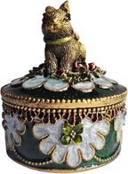 Handcrafted Rabbit Jewelry Box, Antique Gold Finish with Enamel Accents, Vintage Trinket Box for Rings and Small Keepsakes, Decorative Bunny Figurine Ornament