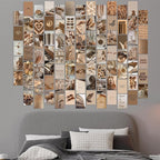 Y2K BOO Beige Brown Aesthetic Wall Collage Kit – 100 Modern & Vintage Photos, 4"x6" Semi-Gloss Prints for Teen Girls Dorm Room Decor, Cozy & Warm Everyday Moments, Gift for Birthday & Graduation