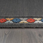 Beverly Rug Outdoor Runner Rug 2x7 Modern Floral Bordered Area Rugs for Indoor and Outdoor Patio Easy to Clean Non Shedding Living Room Porch Garden Washable Outside Carpet (2 x 7 Dark Gray)