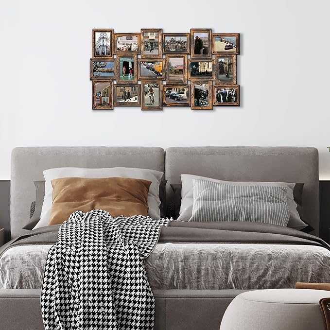 Jerry & Maggie 4X6 Collage Picture Frames for Wall Decor, 18 Opening Collage Wall Hanging for 6x4 Photo, Multi Picture Frame Set with One-piece Design Gold