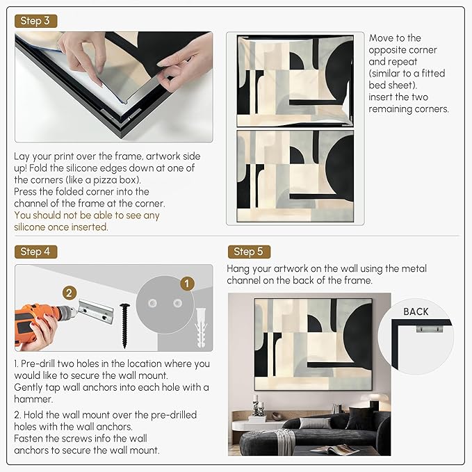 SIGNWIN 60"x72" Extra Large Framed Wall Art Modern Neutral Abstract Geometric in Black and Beige, Clean Minimalist Design for Home Living Room Bedroom Decor (Frame Assembly Required)