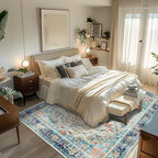 Topllen Washable Area Rug - Area Rug 6'x9' Boho Soft Living Room Rug, Non-Slip Large Area Rugs Indoor for Dining Room Livingroom Bedroom, Vintage Rug (Multi, 6x9ft)