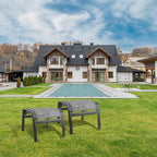 Patio Outdoor Ottoman Footstools Assembled Aluminum Footrest Side Table Small Chairs Patio Ottoman 2 Set Grey