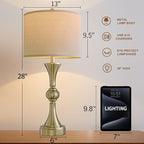 28" Table Lamps for Living Room Set of 2, Bedroom Lamps with USB A+C Ports, Modern Table Lamp,Desk Lamp, Lamps for Night Stands(Antique Bronze,No Bulbs Included)