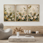 SIGNWIN Framed Canvas Print Wall Art Botanical Floral White Blossoms and Greenery Photography Modern Art Minimalist Black and White for Living Room, Bedroom, Office - 24"x36"x3 Natural