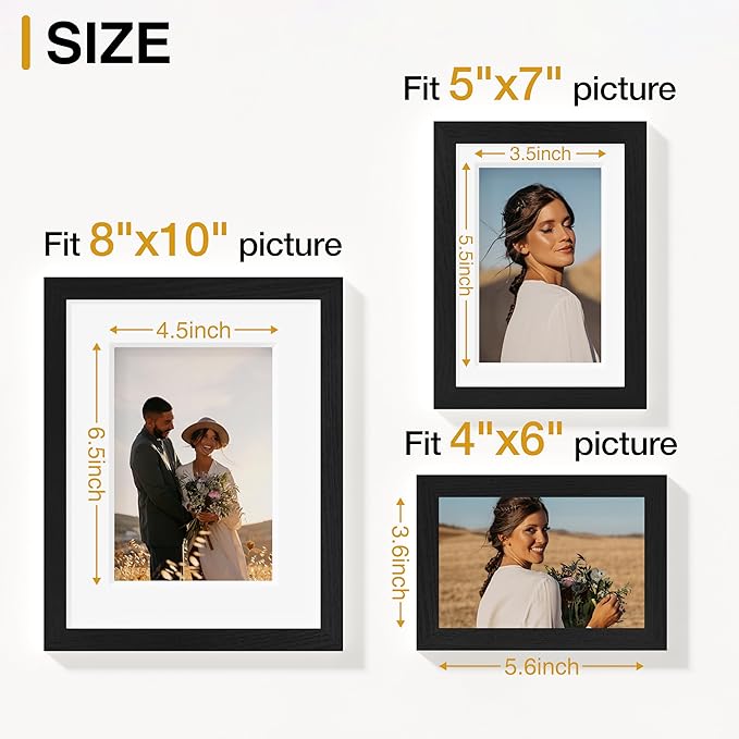Vittanly 15 Pack Picture Frames Collage Wall Decor for Mounting or Tabletop Display, Gallery Frame Set for Family, Multi Sizes Including 3pcs 8x10, 6pcs 5x7, 6pcs 4x6, Black