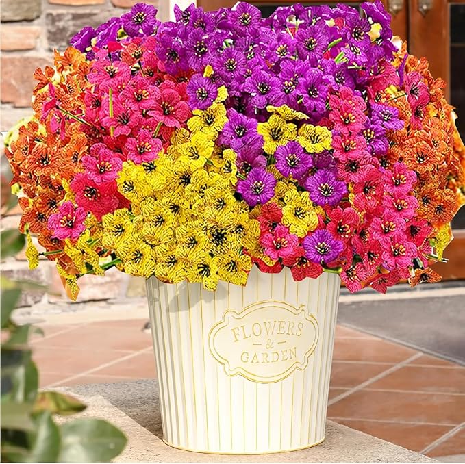 20 Bundles Artificial Flowers for Outdoors,No Fade Fake Silk Flowers with Plastic Plants,Faux Realistic Flowers uv resistantfor for Patio Window Box Porch Garden Wedding Farmhouse Decor(Mixed Color)