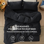 Bedsure Duvet Cover Queen Size with Fitted Sheet - 4 Pieces Prewashed Cotton-Like Extra Soft Bedding Set, Includes 1 Duvet Cover 90x90 Inches with Zipper Closure, 2 Pillow Shams, 1 Fitted Sheet, Black