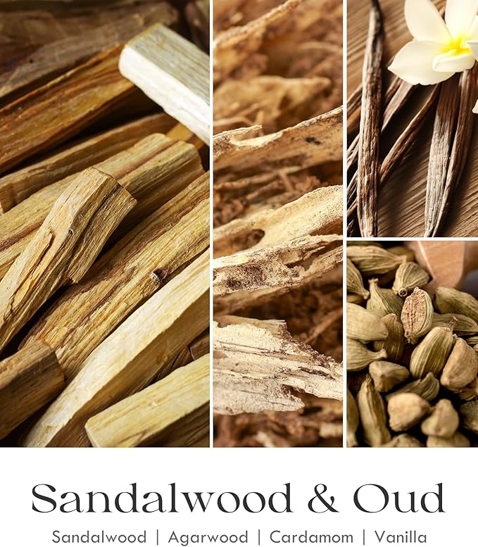 AOOVOO Sandalwood Oud Candle - Sandalwood Candle, Scented Candles, Soy Candles for Home Scented, 9oz