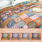 Boho Throw Blanket for Bed - 100% Pure Cotton Ultra Soft Rustic Quilt - Farmhouse Decor Bed Blankets, All Season Rustic Throw for Sofa Couch Chair(60"×80", Art Squares)