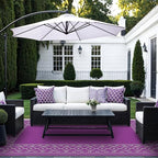 GENIMO Outdoor Rug Waterproof 6'x9' for Patio, Foldable Reversible Plastic Straw Carpet for Travel Trailers, Outside Area Mat for Rv, Deck, Picnic, Porch, Camper, Balcony, Beach, Purple & Grey