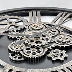 HOIBAI Large Wall Clock, Wall Clocks for Living Room Decor 36 Inch Farmhouse Vintage Rustic Kitchen Wall Decor Vintage Roman Oversized Wall Clock for Home Bedroom House, Moving Gears Clock