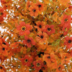 Artificial Topiary Ball Trees with Ground Spikes UV Resistant Faux Greenery Shrubs Fake Shrubs for Outdoors, Realistic Faux Plants Bushes for Garden Porch Yard Patio Decor (Orange Small Flower)