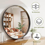 36 Inch Round Bathroom Mirror - Wall Mounted Circle Mirror with Metal Frame, Modern Mirror Suitable for Bathroom, Vanity, Entryway, Living Room, Wall Decor,Black