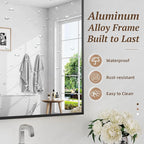 Bathroom Mirror 48" x 36", Large Rectangle Wall Mirror, Black Metal Frame Wall Mounted Mirrors for Bathroom, Vanity, Bedroom, Entryway Decor(Horizontal/Vertical)