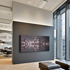 Conipit Chicago Wall Art Chicago Skyline Artwork City Night Downtown Picture Cityscape Painting Framed for Bedroom Home Office Decor 24"x48"