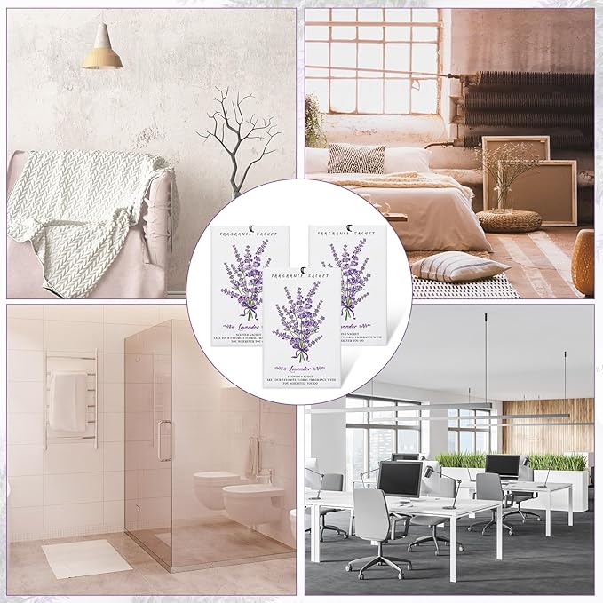50 Pcs Lavender Scented Sachets for Drawers and Closets Long Lasting Fresh Air Freshener Home Fragrance Lavender Sachet Bags Closet Deodorizer for Drawers Wardrobes Suitcase