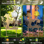 HONGLAND Solar Garden Lights Outdoor Decor, Fairy Figurine Moon Crackle Glass Lights Stake, Housewarming Ornament for Patio, Lawn, Yard, Pathway - Unique Gardening Gifts for Women Mom Grandma
