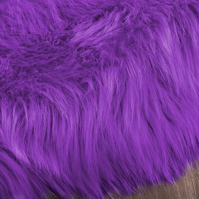 Latepis Bedroom Shag 4x6 Rug Purple Shaggy Fluffy Faux Fur Rug Machine Washable Area Rugs for Living Room Office Dorm Plush Rugs Home Decor Rectangle