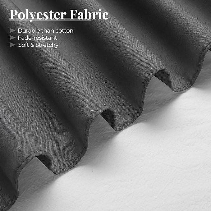 RIMELA Bed Skirting Queen Size Dark Grey Bed Skirt 18 Inch Drop, Wrap Around Elastic Adjustable Bedskirt, Dust Ruffle for Bed Frame & Box Spring Soft Durable Fabric Machine Washable Easy to Install