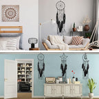 Jetec 3 Pcs Dream Catcher Moon Sun Star Design Handmade Traditional Craft Ornament Wall Hanging Home Decoration Bedroom Wedding Halloween Christmas Decorations(Black)