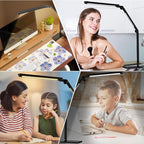 LED Desk Lamp for Home Office,Creative Touch Reading Light, with Memory Dual Light and Adjustable Swing Arm,15W 4 CCT Eye-Care Modes & 4 Brightness Levels Table Lamp with USB Charging Ports-Black