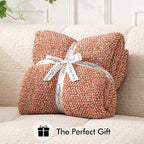 MIULEE Fall Burnt Orange Super Soft Throw Blanket for Couch, Cozy Fluffy Warm Throws Knit Blankets for Sofa, Bed, Chair, Living Room, Camping, Picnic, 50 x 60 inch