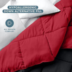Bare Home Queen Comforter - Reversible Colors - Goose Down Alternative - Ultra-Soft - Premium 1800 Series - All Season Warmth - Bedding Comforter (Queen, Black/Red)