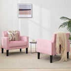 TYBOATLE Mid-Century Fabric Tufted Accent Living Room Armchairs, Comfy Modern Upholstered Bedroom Office Armchair Single Sofa, Reading Lounging Side Lounge Chair Living Room Furniture (Pink)