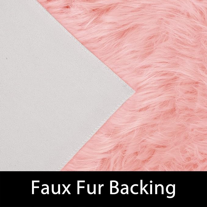 Latepis Pink Rugs for Bedroom Girls Round Rugs 8ft Large Area Fluffy Circle Plush Shaggy Rug Washable Faux Fur Rug for Living Room Nursery Play Tent Floor Home Decor
