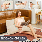 Headboard Wedge Pillow with 2 Pack Neck Roll Pillow Large Headboard Pillow Queen Wedge Pillow Headboard Soft and Supportive Bed Rest Reading Pillows for Sitting in Bed with Removable Cover