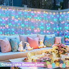 JMEXSUSS 300LED Easter Decorations Curtain Lights with Remote, 9.8x9.8ft Easter Sting Lights Plug in for Bedroom Wall Window Party Backdrop Porch Patio Garden Yard Indoor Outdoor Decor