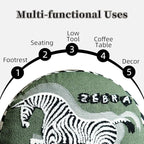 Pouf Ottoman Unstuffed Poufs Soft Touch Zebra Boho Footrest Floor Chair Storage for Living Room Bedroom Home Decor (Green, 20 x 20 x 8 Inches Round)