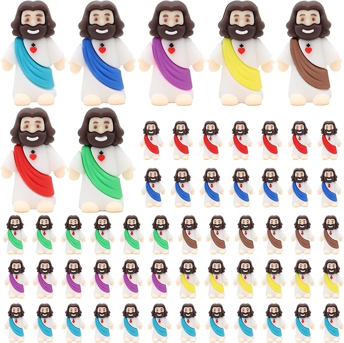 50 Pcs Baby Jesus Figures Mini Jesus Figurines in Bulk Original Design Tiny Miniature Jesus Figures for Hide and Seek, Religious Party Favors, Sunday School, Baptism Gift, Easter Egg Stuffers
